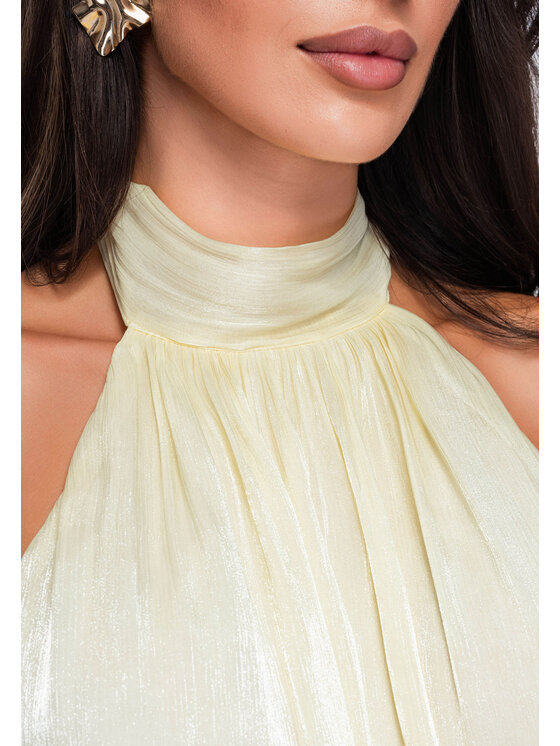 Ombre Ombre Bluzka OW-TS-E0079 Żółty Loose Fit
