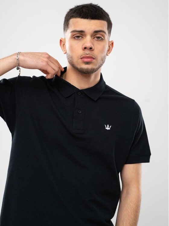 Jigga Wear Jigga Wear Polo Koszulka Polo Z Krótkim Rękawem Męska Czarna Jigga Wear Mini Crown 2XL Czarny Regular Fit