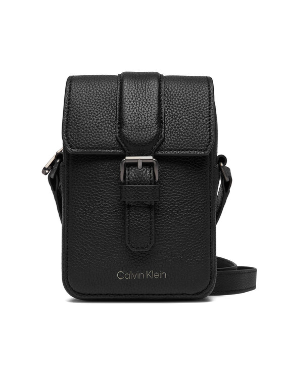 Calvin Klein Calvin Klein Somiņa Leather Slim Flap Reporter LV04D3323G Melns