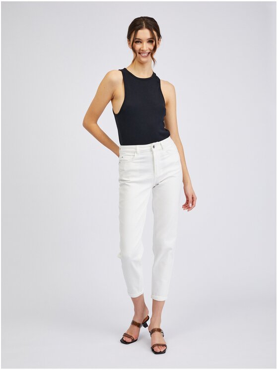 Orsay Orsay Jeansy 314096000000__36 Biały Cropped Fit