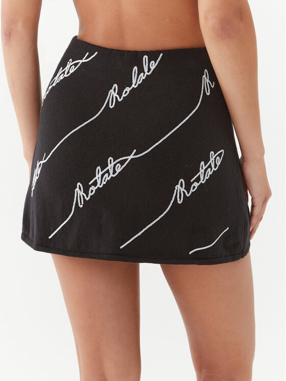 ROTATE ROTATE Šortky z materiálu Sequin Logo Mini 110111100 Černá Slim Fit