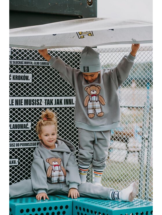Bejbi Story Bejbi Story Bluza Bluza oversize Arthur Teddy z kapturem Szary Oversize