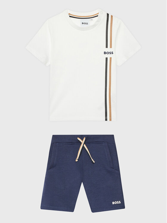 Boss Комплект тишърт и спортни шорти J08082 S Бял Regular Fit