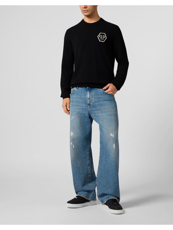 PHILIPP PLEIN PHILIPP PLEIN Sweter 29047 Czarny Regular Fit