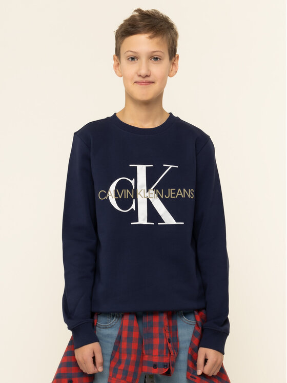 Calvin Klein Jeans Džemperis ar kapuci Monogram Logo IU0IU00069 Tumši zils Regular Fit