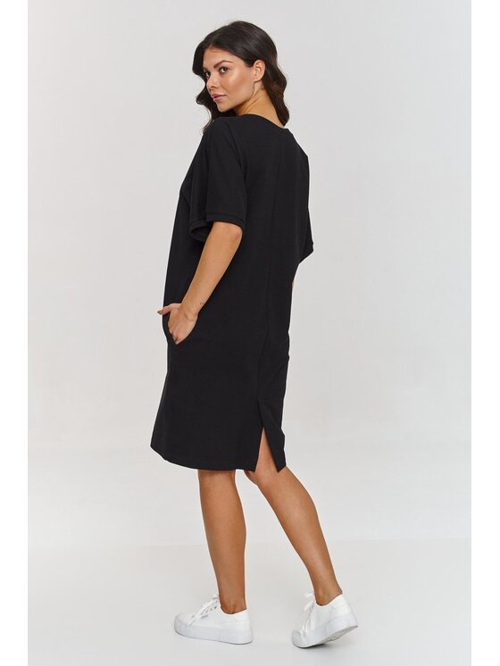 Makadamia Makadamia Sukienka codzienna M864 Czarny Comfortable Fit