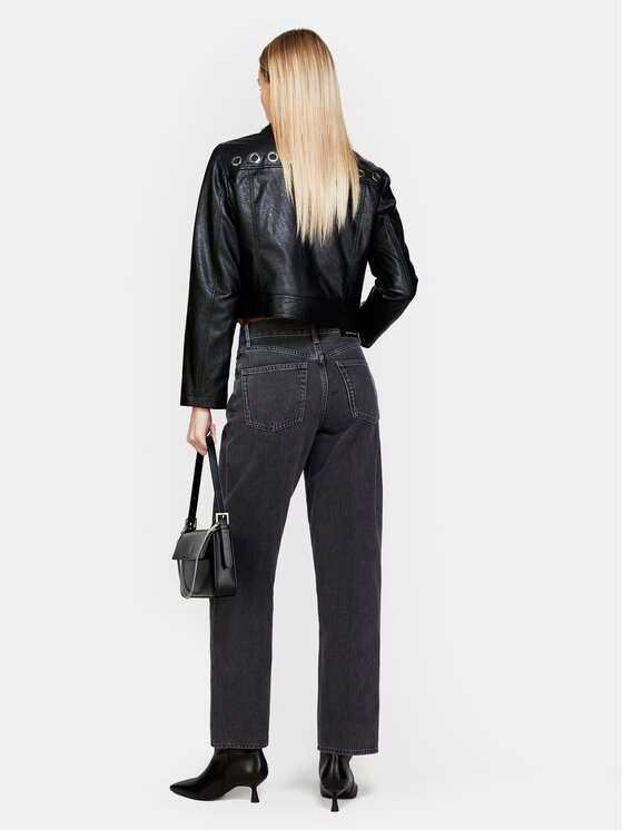 Sisley Sisley Jakna od imitacije kože 2X0JLN03Q Crna Regular Fit