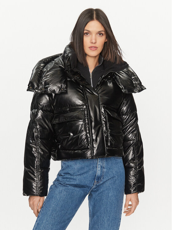 Calvin Klein Jeans Calvin Klein Jeans Μπουφάν χειμωνιάτικο High Shine J20J221884 Μαύρο Oversize