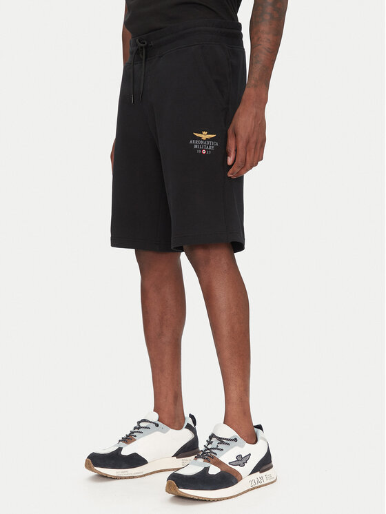 Aeronautica Militare Aeronautica Militare Pantaloni scurți sport 251BF017F459 Negru Regular Fit