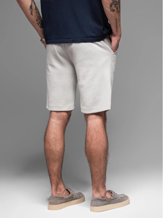 Ombre Ombre Šortky z materiálu OM-SRCS-0166 Šedá Slim Fit