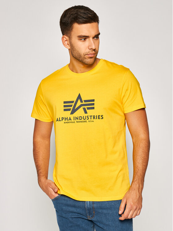 Férfi Póló Alpha Industries, Méret: M, Sárga, Basic T-Shirt