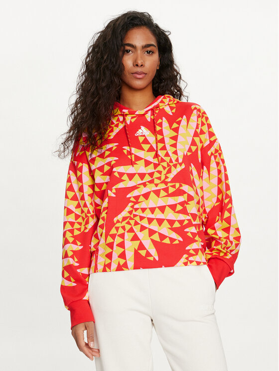 adidas Bluză FARM Rio IQ4491 Roșu Loose Fit