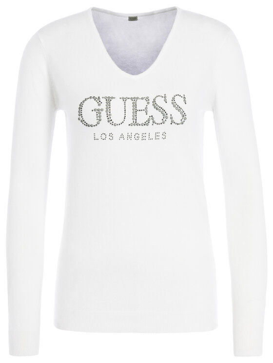Guess Guess Pulover W93R58 Z2760 Alb Slim Fit