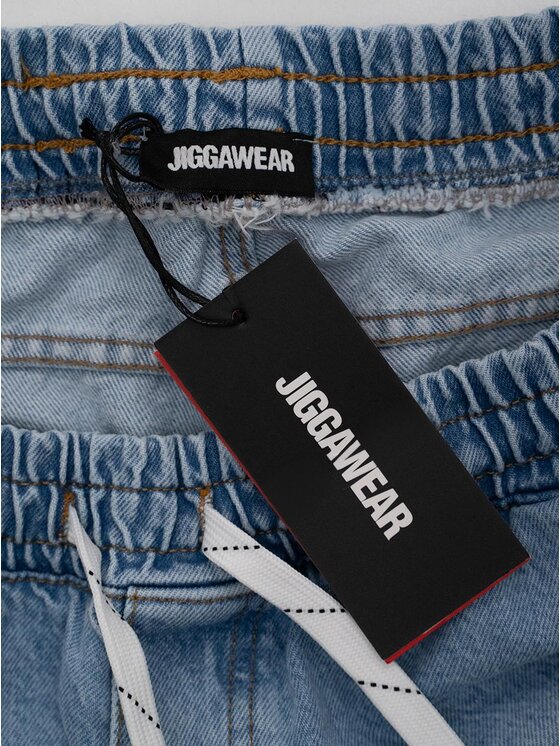 Jigga Wear Jigga Wear Szorty jeansowe Szerokie luźne za duże bagy palmy zachód słońca 130781 Niebieski Baggy Fit