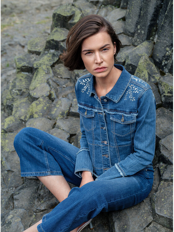 Orsay Kurtka jeansowa 821146580000__36 Niebieski Regular Fit