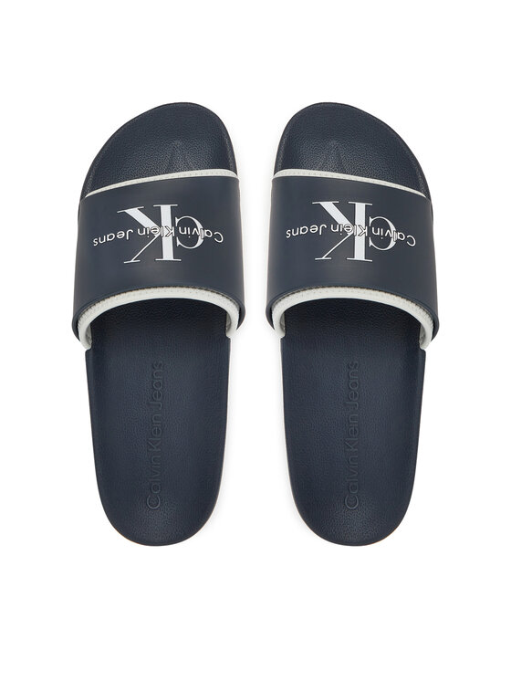 Calvin Klein Jeans Calvin Klein Jeans Klapki Slide Rubber Neoprene Monologo YM0YM00361 Granatowy