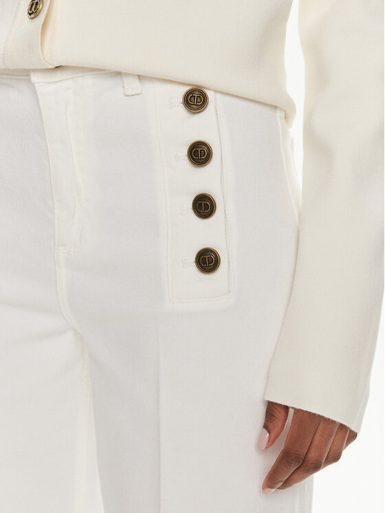 TWINSET TWINSET Jeansy 241TP2641 Biały Flared Fit