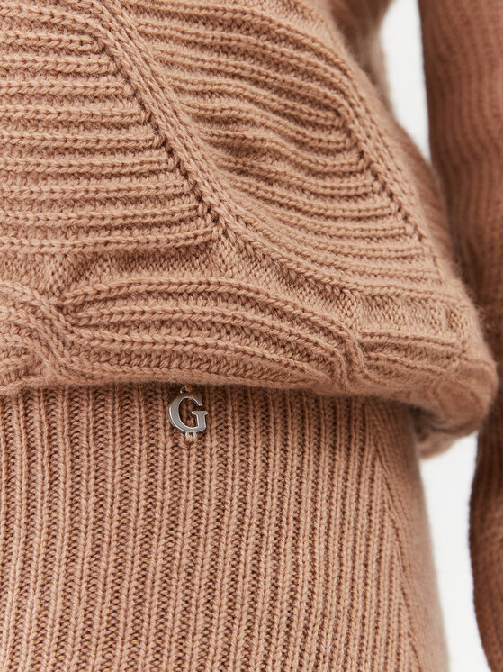 Guess Guess Трикотажна сукня Elodie W3BK96 Z2WX0 Бежевий Regular Fit