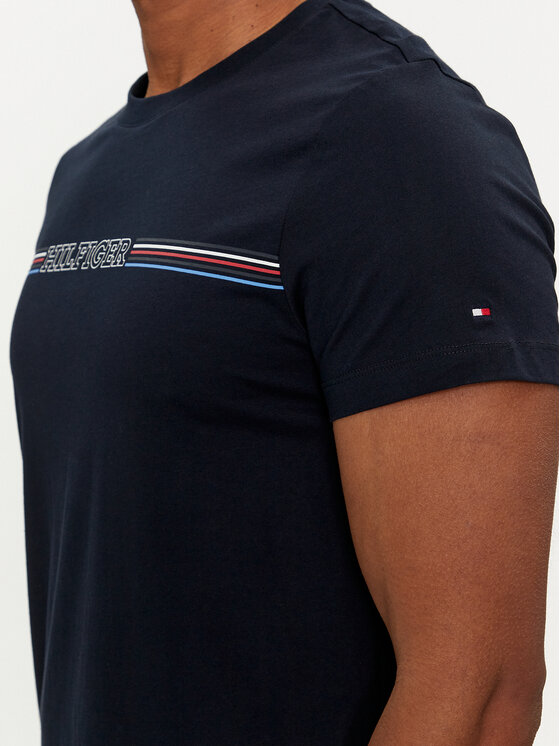 Tommy Hilfiger Tommy Hilfiger T-shirt Stripe Chest MW0MW34428 Tamnoplava Slim Fit