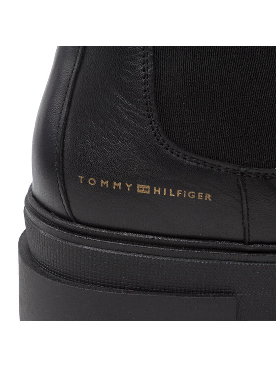 Tommy Hilfiger Tommy Hilfiger Kotníková obuv s elastickým prvkem Monochromatic Chelsea Boot FW0FW06730 Černá