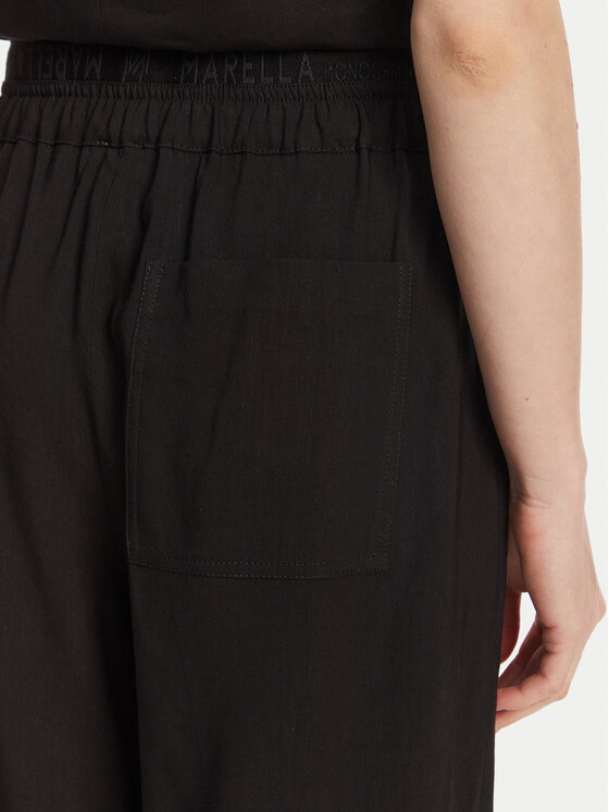 Marella Marella Kalhoty z materiálu Fred 2513131085 Černá Wide Leg