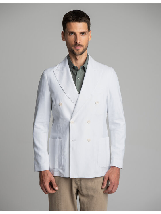 Borgio Borgio Marynarka linarolo_II Biały Slim Fit