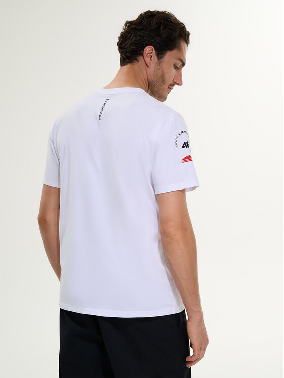 4F 4F T-Shirt WHEEL & WAVE Biały Regular Fit