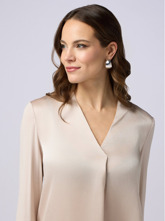 Oltre Oltre Bluzka G269J003985N002 Kremowy Regular Fit