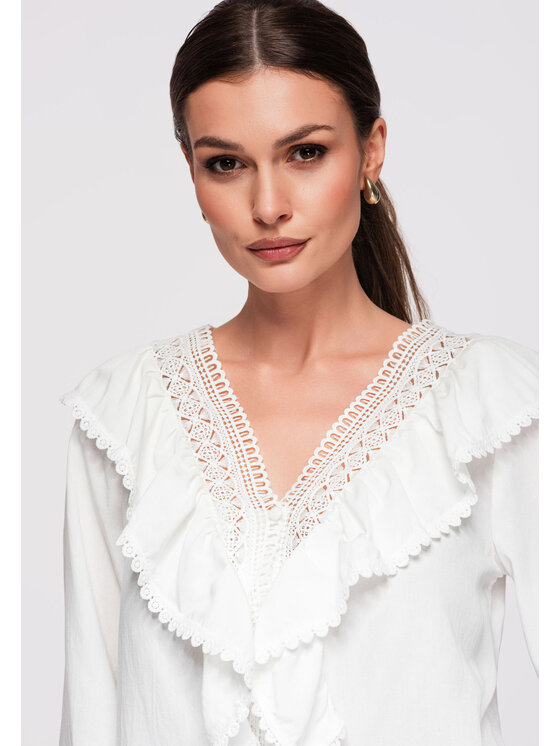 Ombre Ombre Koszula OW-SH-E0015 Biały Loose Fit