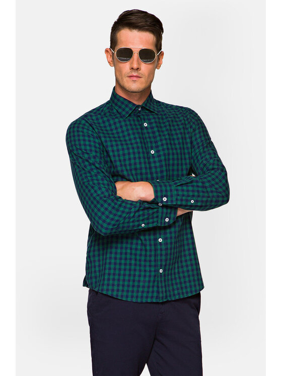 Lancerto Lancerto Koszula Taylor Zielony Slim Fit