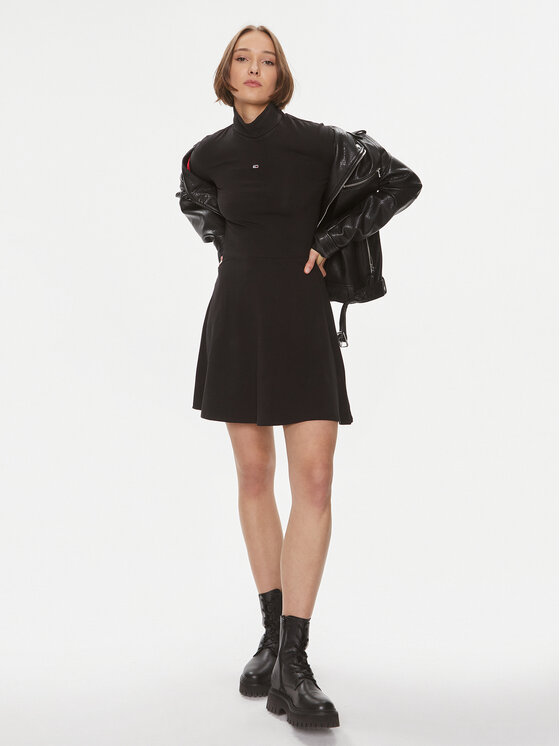 Tommy Jeans Tommy Jeans Rochie de zi DW0DW17524 Negru Slim Fit