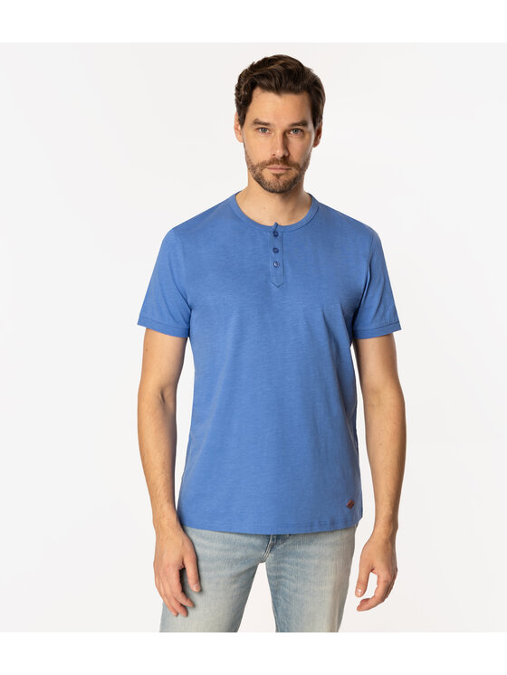 Lee Cooper Lee Cooper T-Shirt HENLEY2 1160 Niebieski Regular Fit