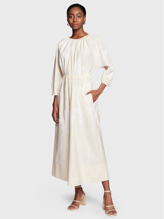 Liviana Conti Rochie cocktail F3SK96 Écru Regular Fit