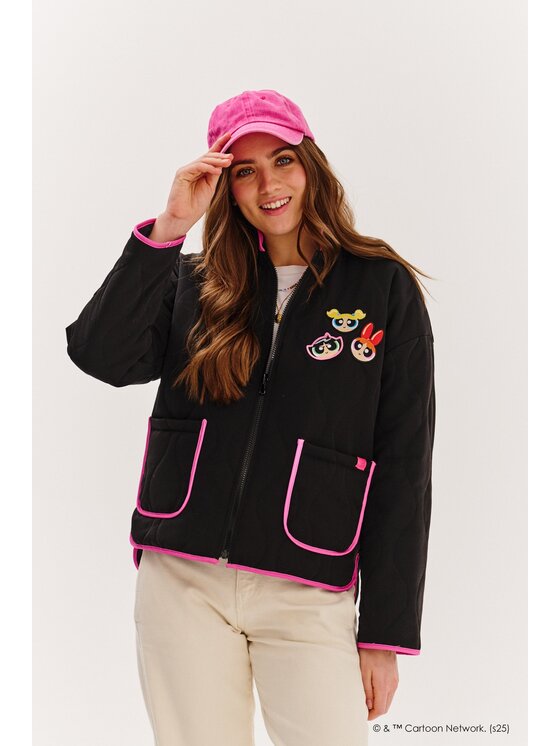 NAOKO NAOKO Prechodná bunda Powerpuff Girls Čierna Regular Fit