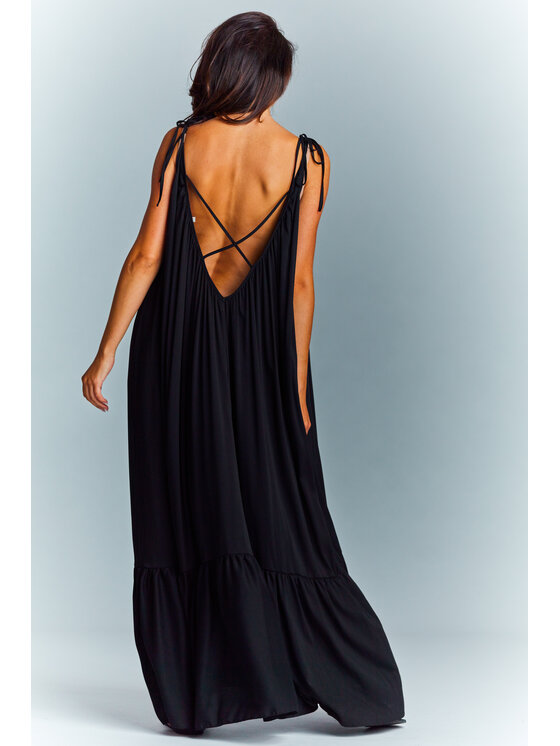 Awama Awama Sukienka letnia A307 Czarny Basic Fit