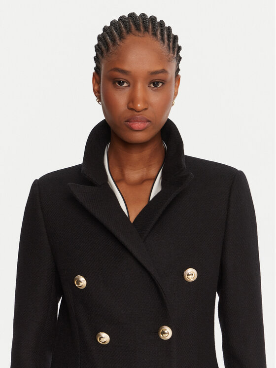 Rinascimento Rinascimento Gyapjú kabát CFC0126209003 Fekete Slim Fit