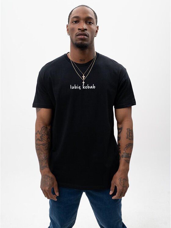 MyStars MyStars T-Shirt Koszulka Z Krótkim Rękawem Męska Czarna MyStars Lubię Kebab XXL Czarny Regular Fit