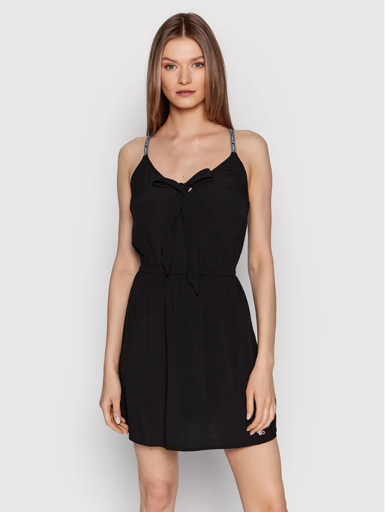 Tommy Jeans Sommerkleid Essential DW0DW12860 Schwarz Regular Fit