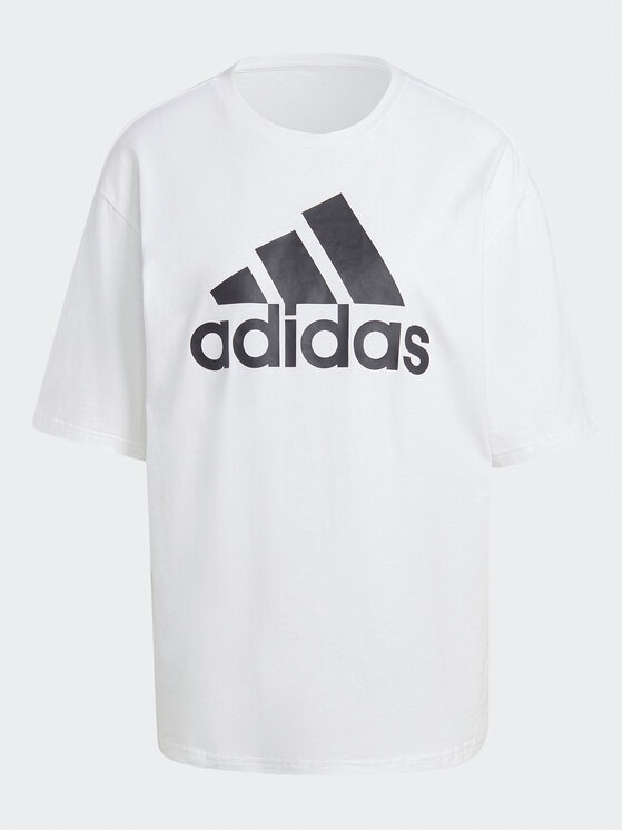 adidas adidas Marškinėliai Essentials Big Logo Boyfriend T-Shirt HR4930 Balta Loose Fit