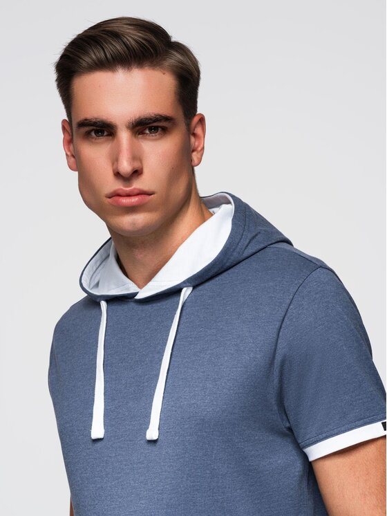 Ombre Ombre T-Shirt OM-TSCT-0256 Niebieski Regular Fit