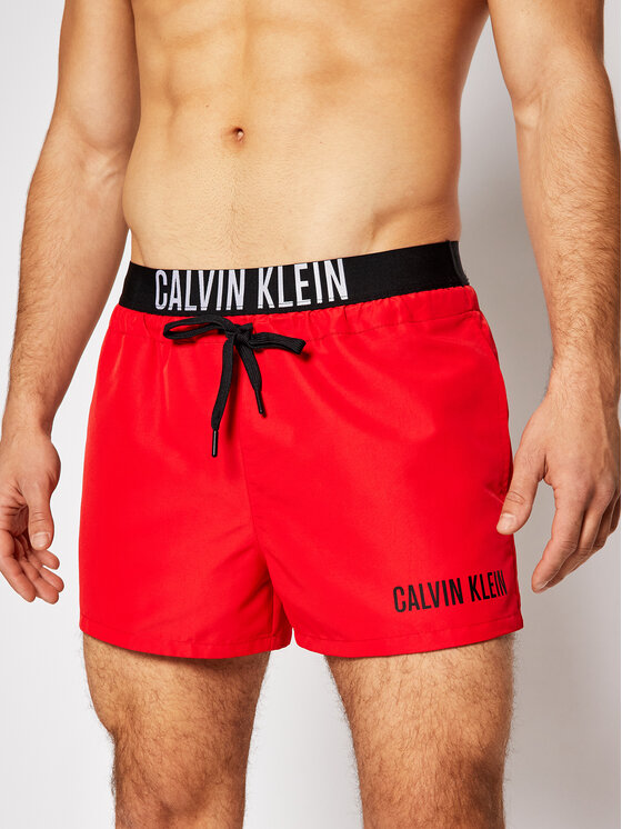 Calvin Klein Swimwear Szorty kąpielowe Medium Drawstring KM0KM00569 Czerwony Regular Fit