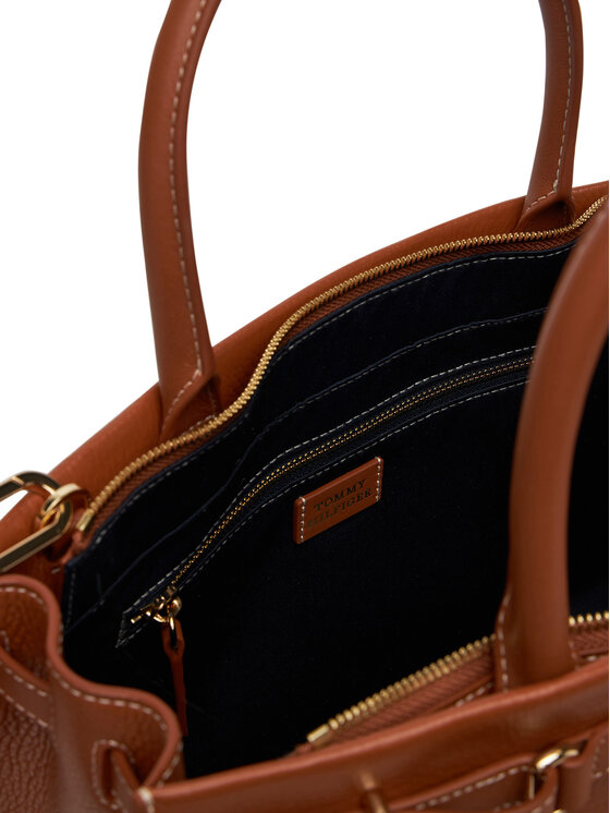 Tommy Hilfiger Tommy Hilfiger Torbica American Icon Tote Leather AW0AW17185 Smeđa