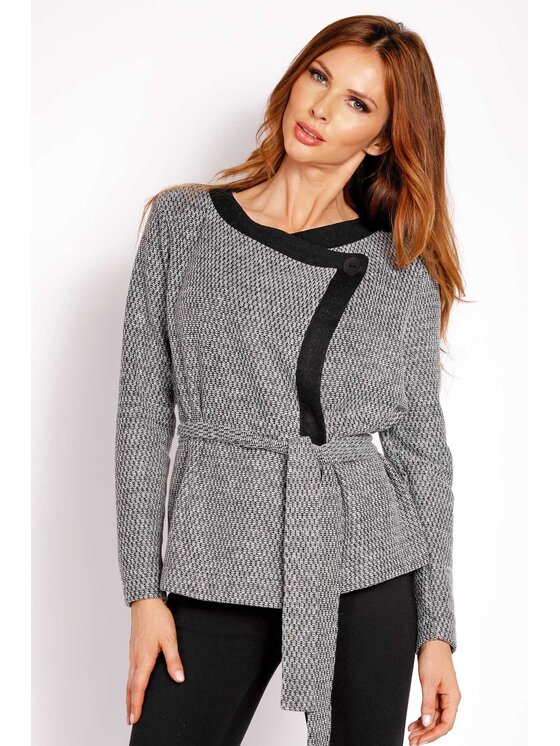 Awama Awama Płaszcz L021 Szary Basic Fit