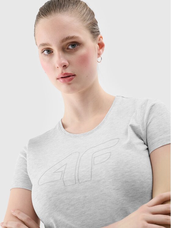 4F 4F T-Shirt 4FWSS24TTSHF1163-27M Szary Slim Fit