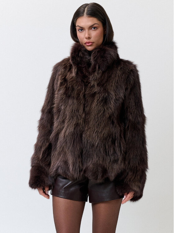 FAN LEATHER FAN LEATHER Kurtka zimowa FW853-60 Brązowy Loose Fit