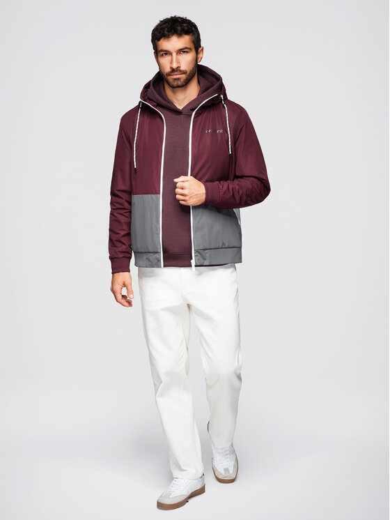 Ombre Ombre Wiatrówka OM-JANP-0242 Bordowy Regular Fit