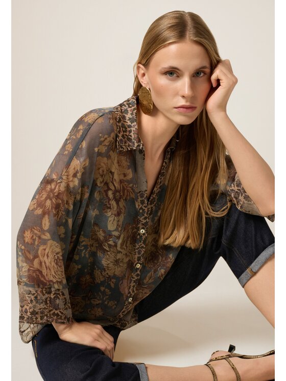 Oltre Oltre Camicia 5001E000116N0Z2 Écru Baggy Fit