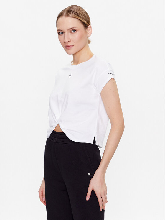 Converse Converse T-Shirt Star Chevron Twist 10024546-A02 Bílá Cropped Fit
