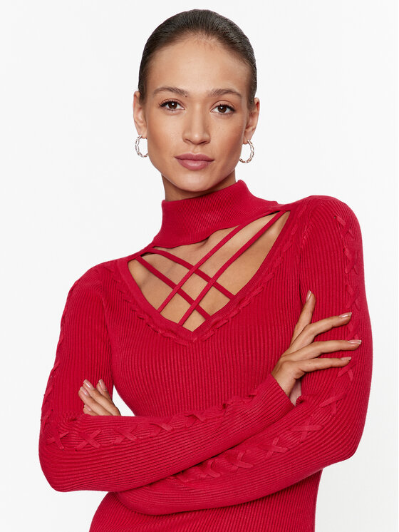 Guess Guess Trikotažinė suknelė W3BK0W Z2YJ2 Raudona Slim Fit