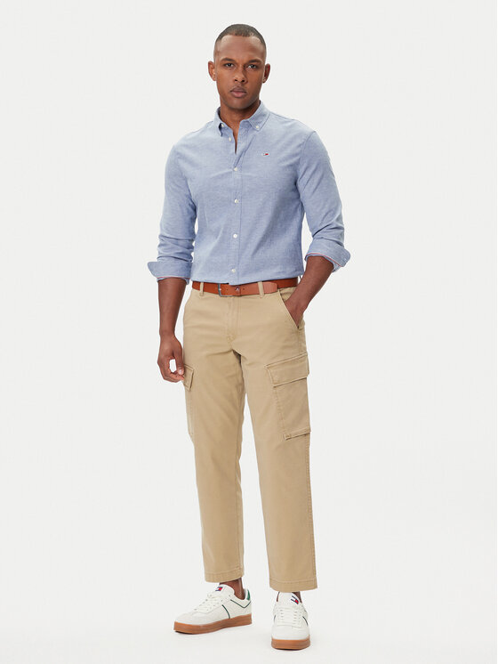 Tommy Jeans Tommy Jeans Marškiniai Oxford DM0DM09594 Mėlyna Slim Fit